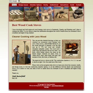 Best Wood Cook Stoves website screen capture, with translation feature